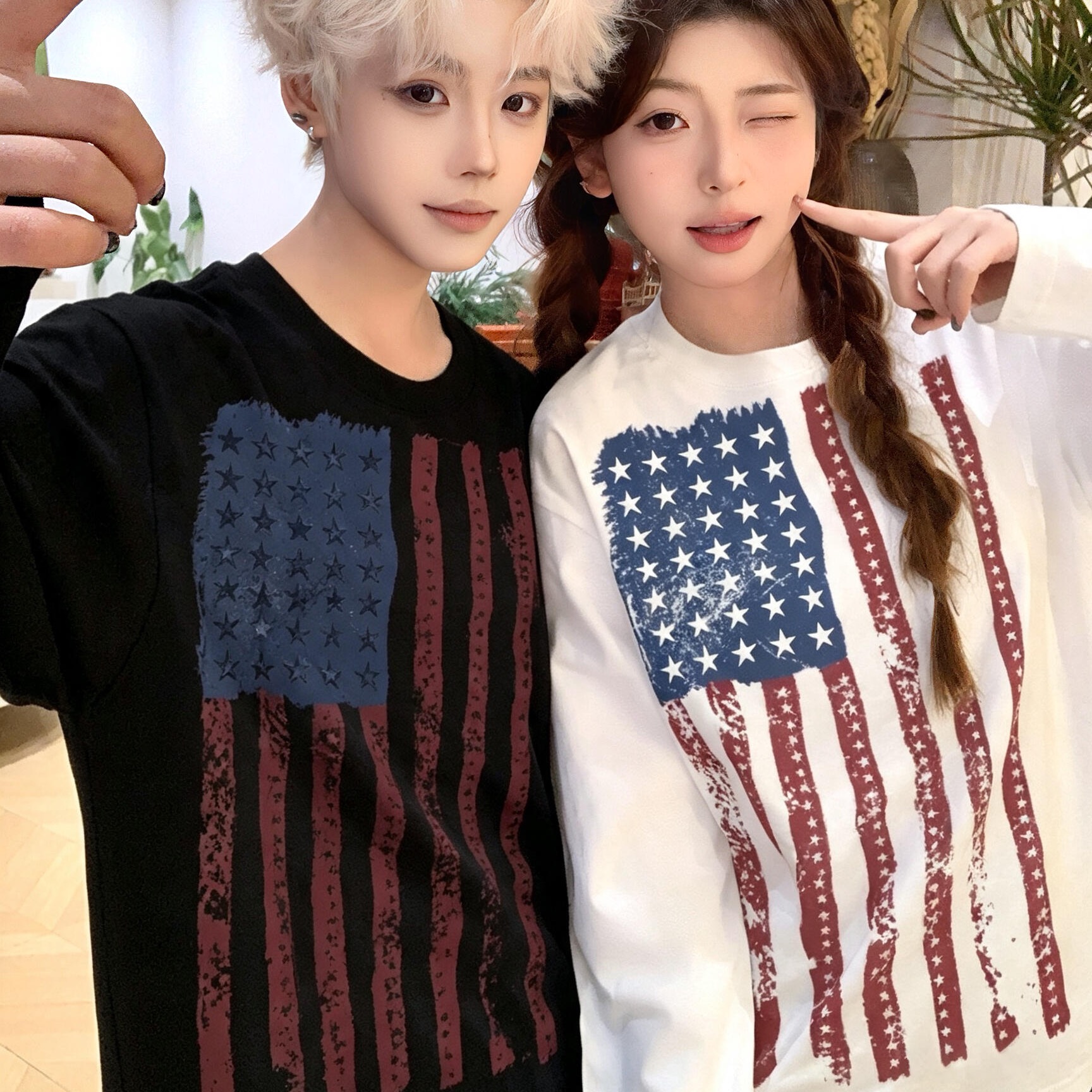 100% Cotton Long Sleeve T-Shirt Unisex Black White - Image 5