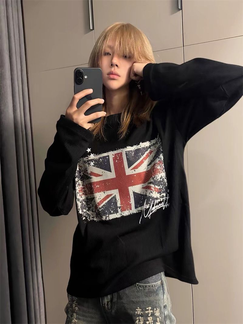 2026 Korean Style Long Sleeve Print T-Shirt for Women Loose Plus Size - Style 3e2432