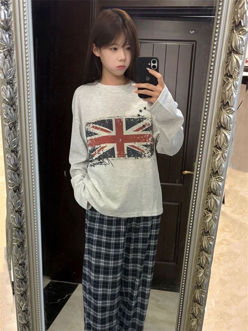 2026 Korean Style Long Sleeve Print T-Shirt for Women Loose Plus Size - Style 3e2432 - Image 4