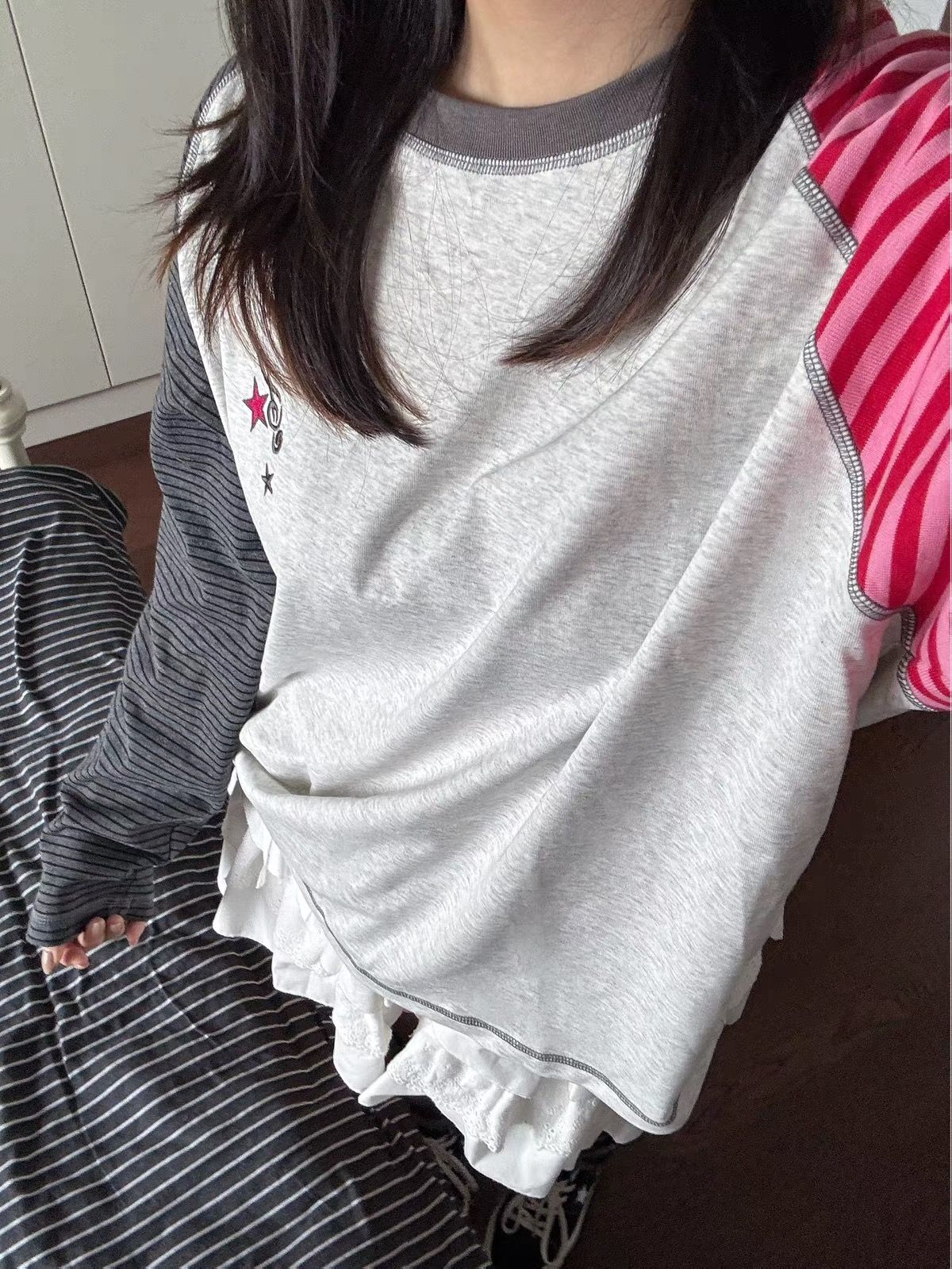 2026 Korean Style Long Sleeve T-Shirt for Women Loose Plus Size Embroidered Print - Image 3