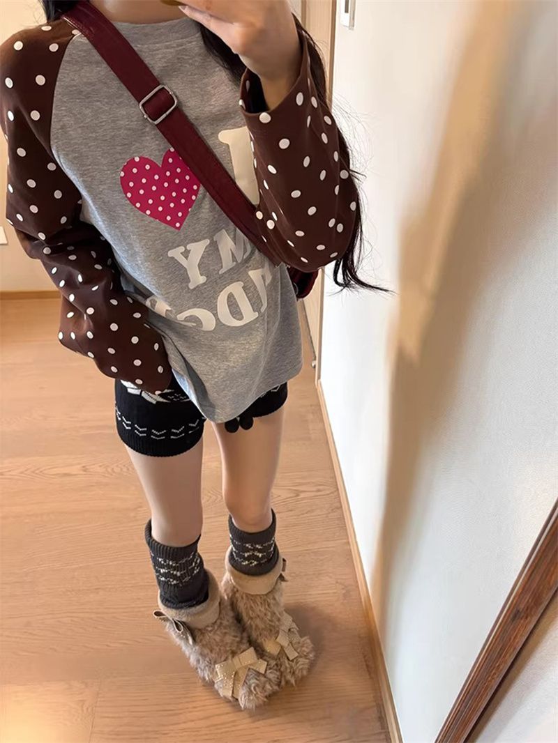 2026 Korean Style Long Sleeve T-Shirt for Women Loose Plus Size Print - Style 6b6e97