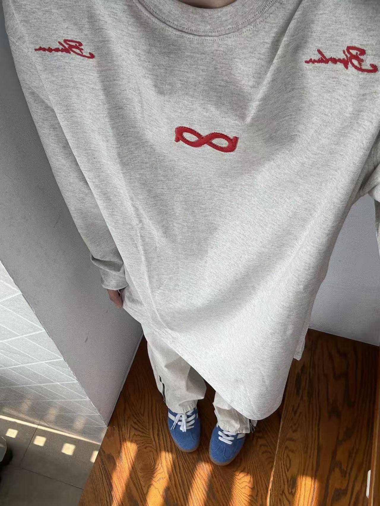 Embroidered Pure Cotton Long Sleeve T-Shirt for Women and Men