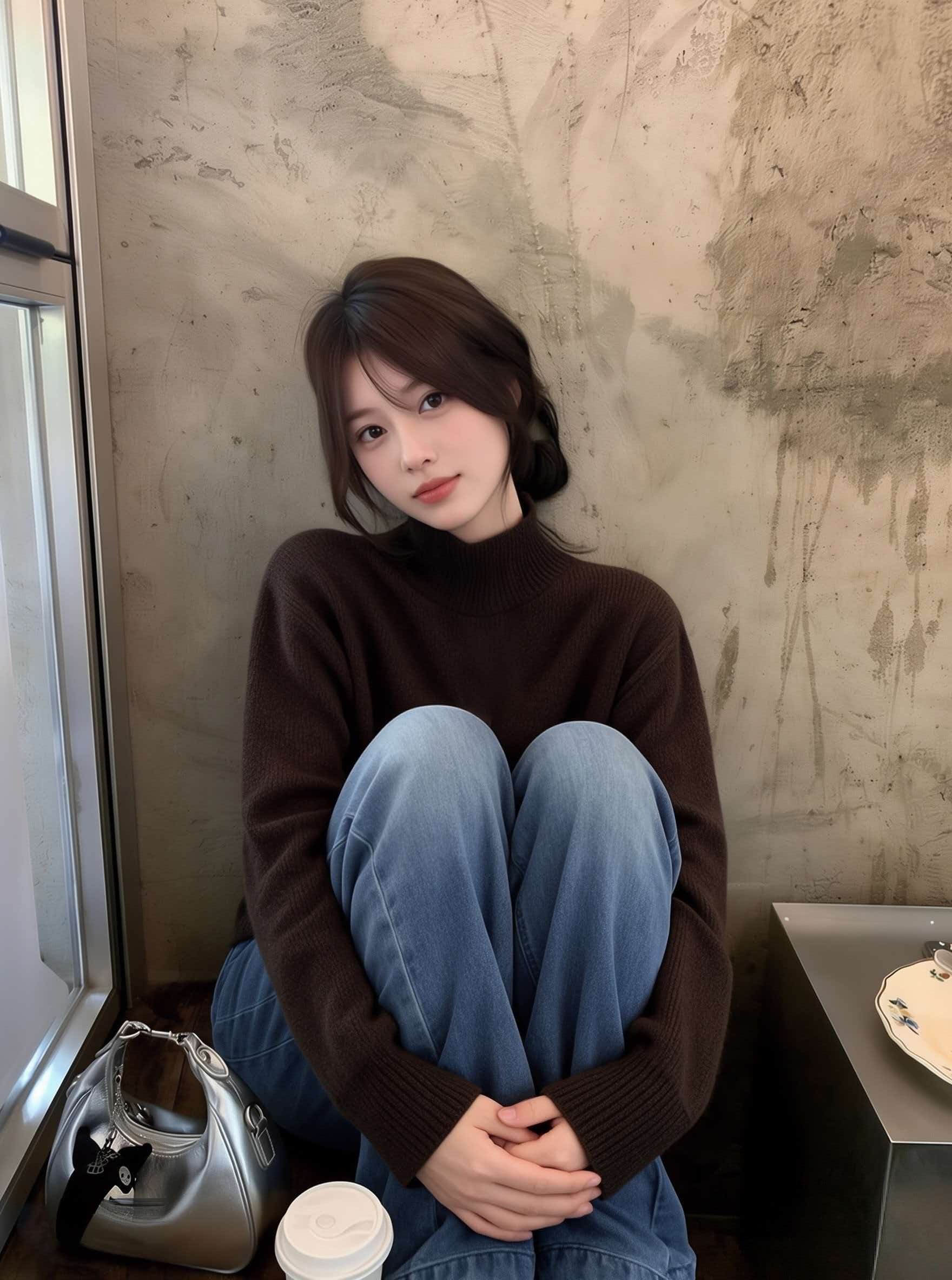 High Neck Brown Waist-Cinched Button Design Knit Sweater Women's Early Autumn Unique 2026 New - Image 4
