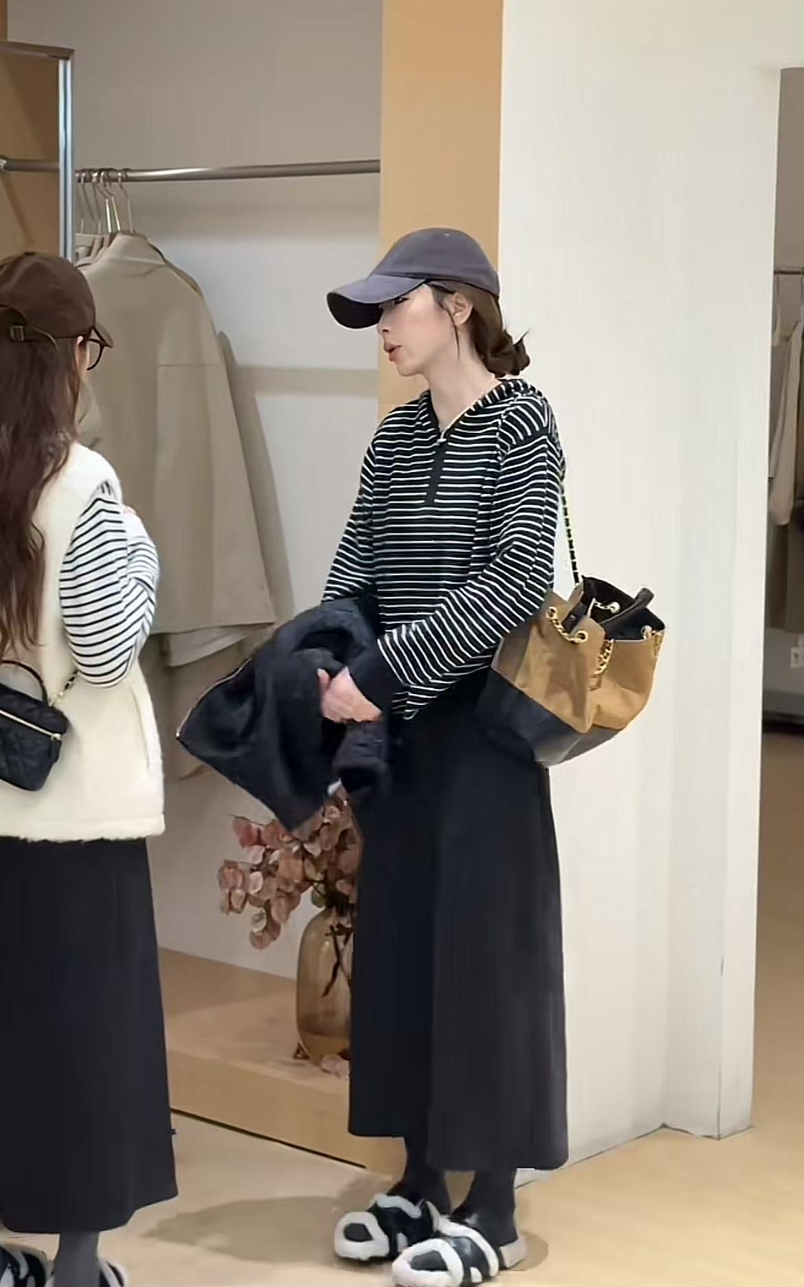 Korean Style Lambswool Vest Striped Hooded Sweater and Skirt Three-Piece Set - Image 3