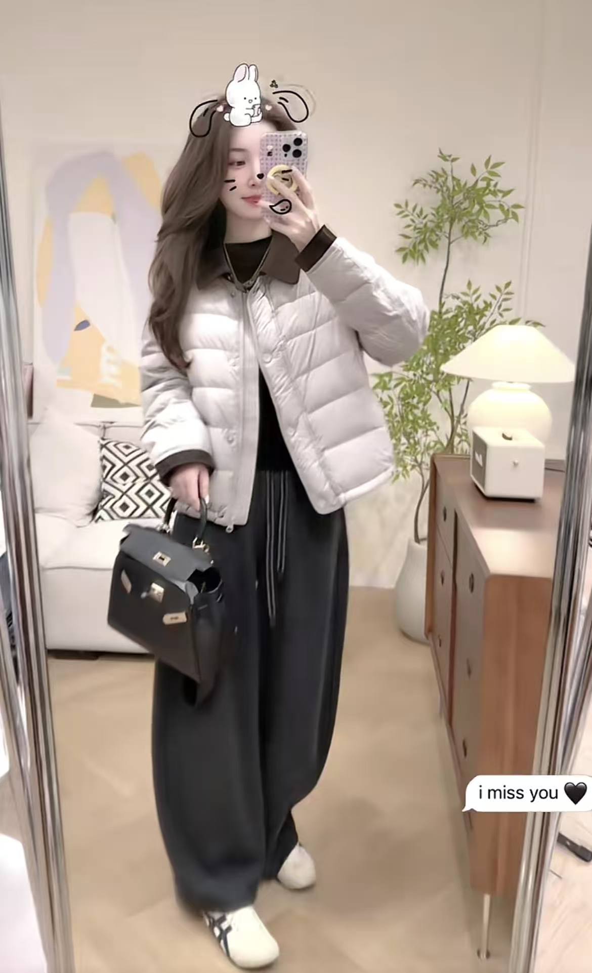 Women's Color Block Padded Jacket and Fleece Lined Pants Two Piece Set Winter Casual