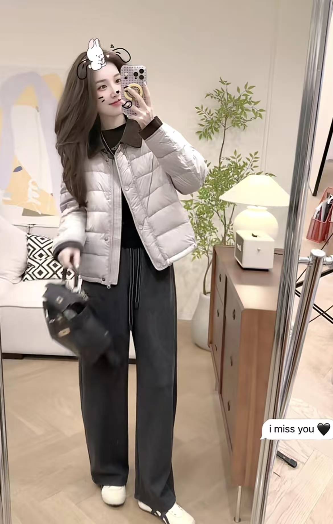 Women's Color Block Padded Jacket and Fleece Lined Pants Two Piece Set Winter Casual - Image 2