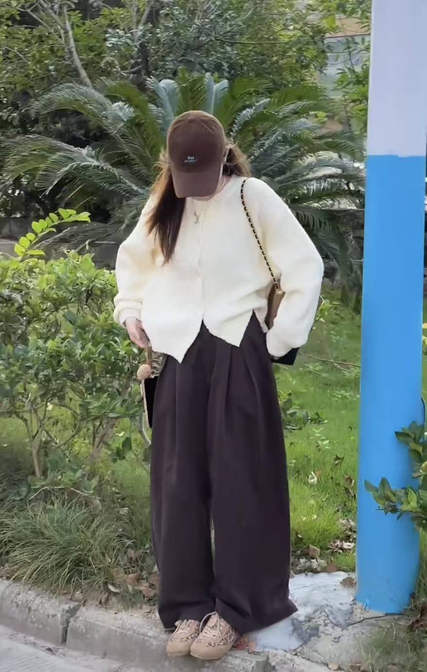 Women's Fall Two-Piece Sweater and Wide-Leg Paperbag Pants Set - Image 2