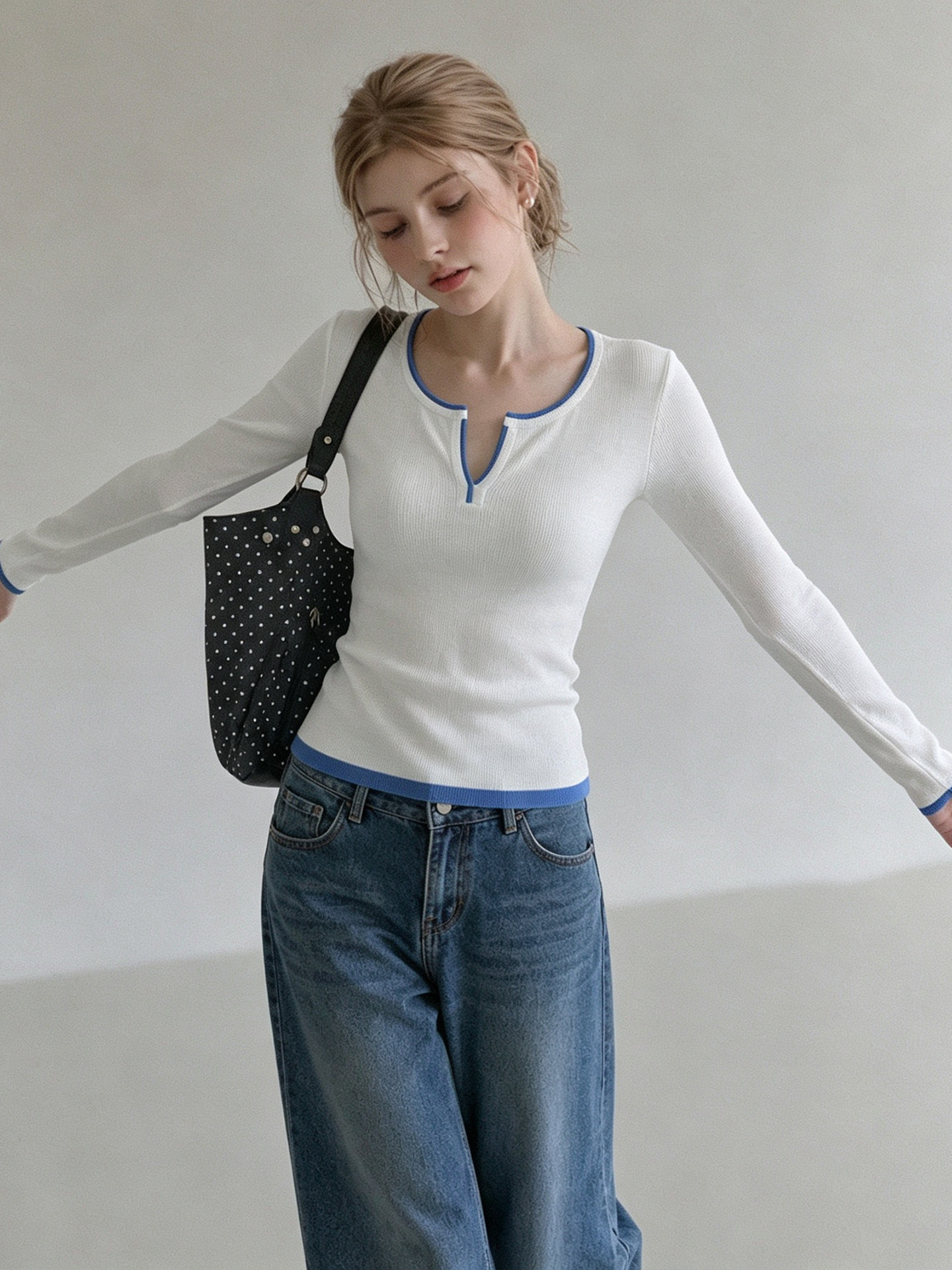 Women's Slimming White Knit Top Early Autumn 2026 French Style - Image 2