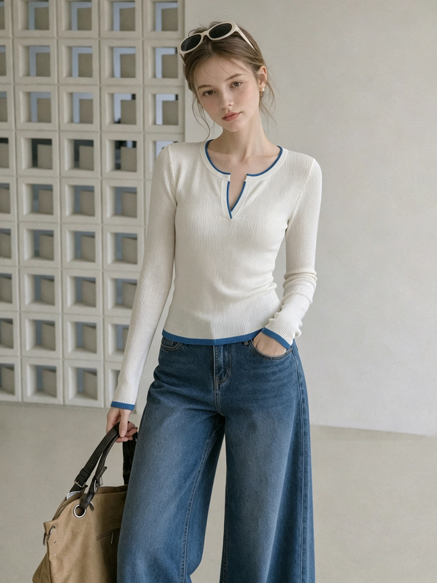 Women's Slimming White Knit Top Early Autumn 2026 French Style - Image 4