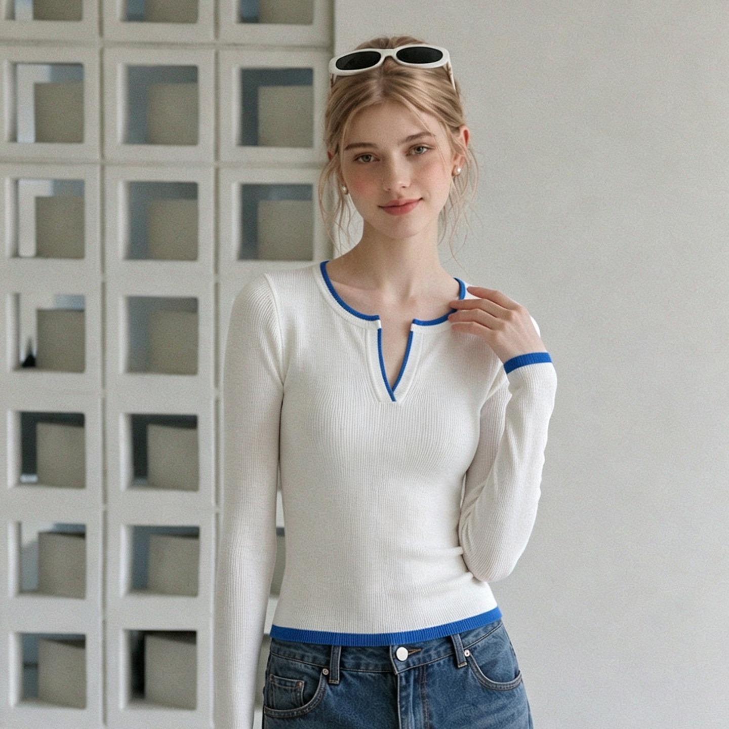 Women's Slimming White Knit Top Early Autumn 2026 French Style - Image 5